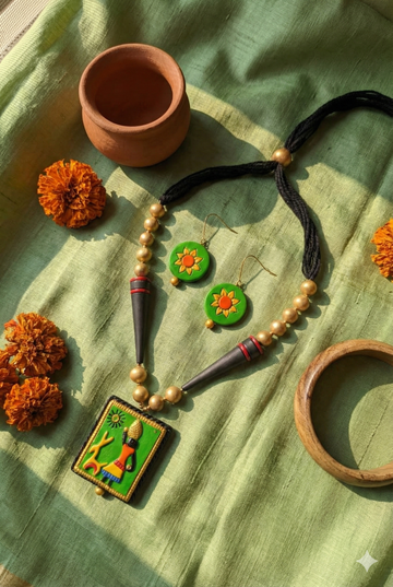 Festive Terracotta Jewellery Set 37 – Necklace Detail | Bengal Handicraft | Bong Trendz