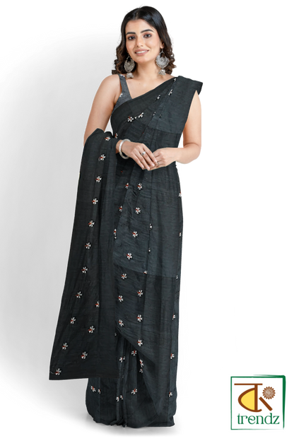 Shiuli Embroidery Khadi Saree