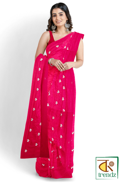 Shiuli Embroidery Cotton Handloom Saree