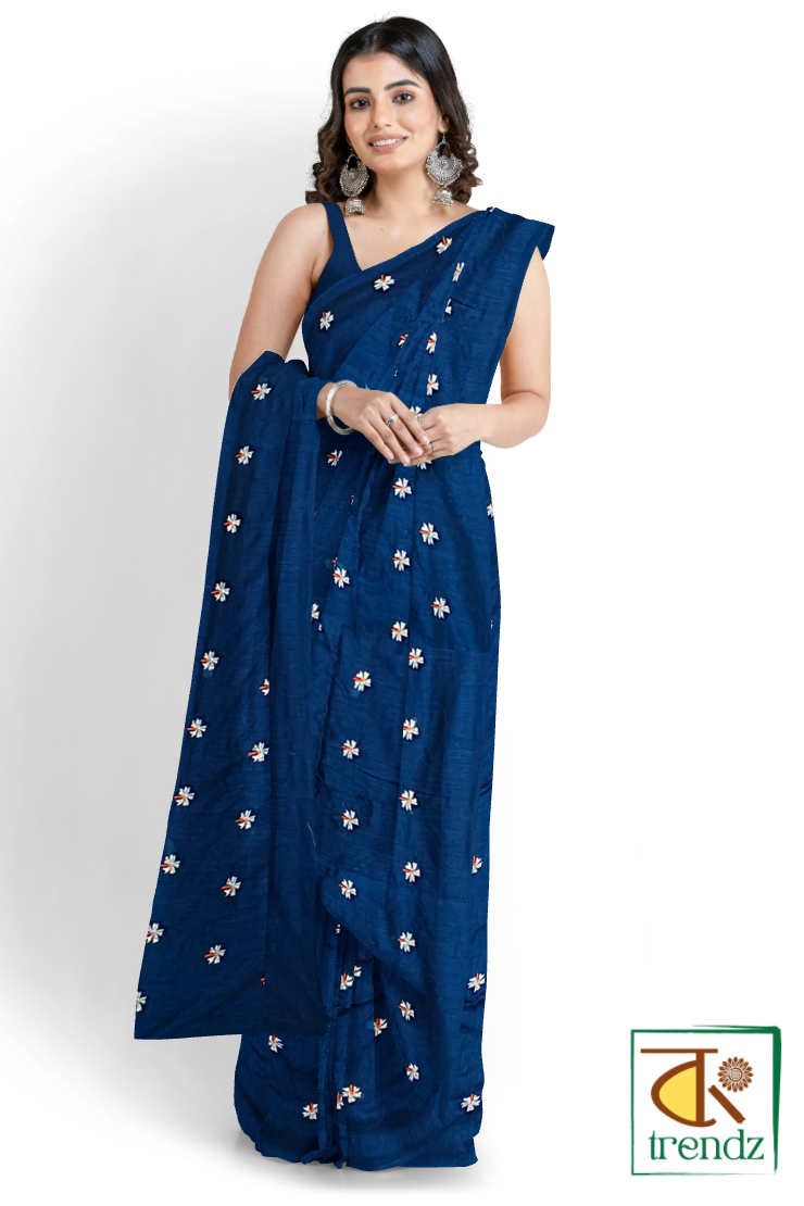 Shiuli Embroidery Cotton Handloom Saree