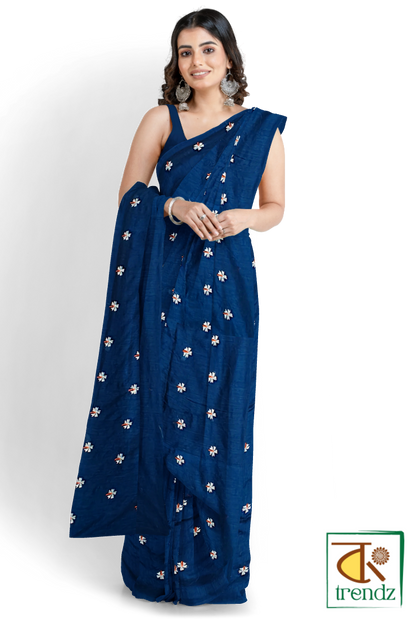 Shiuli Embroidery Khadi Saree