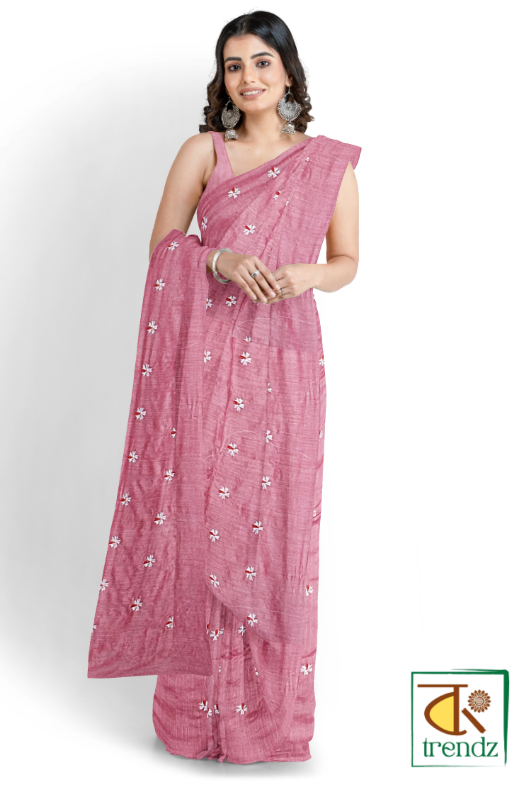 Shiuli Embroidery Cotton Handloom Saree