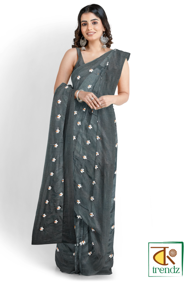 Shiuli Embroidery Cotton Handloom Saree