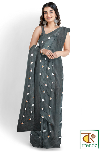 Shiuli Embroidery Cotton Handloom Saree