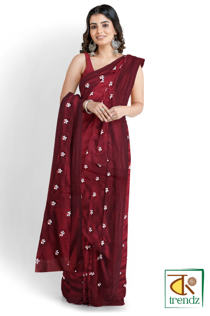 Shiuli Embroidery Cotton Handloom Saree