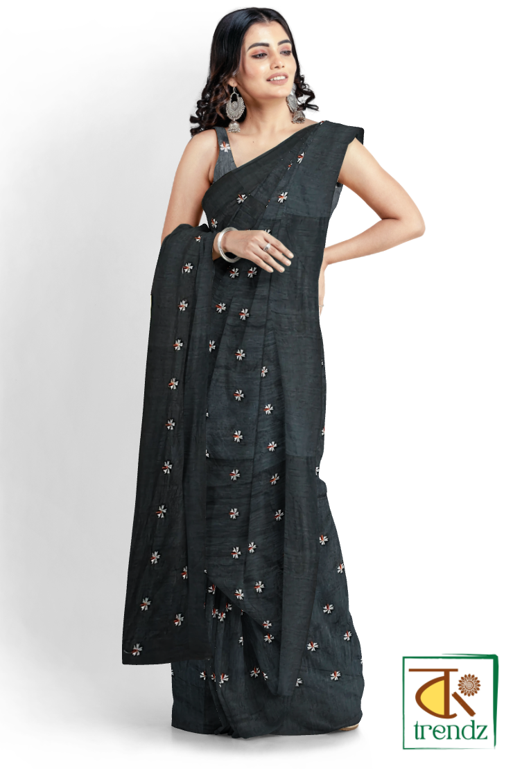 Shiuli Embroidery Cotton Handloom Saree