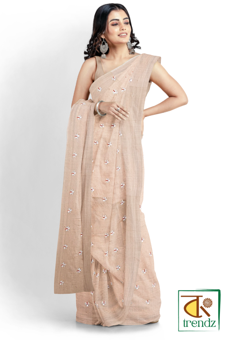 Shiuli Embroidery Cotton Handloom Saree