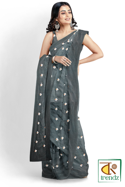 Shiuli Embroidery Cotton Handloom Saree