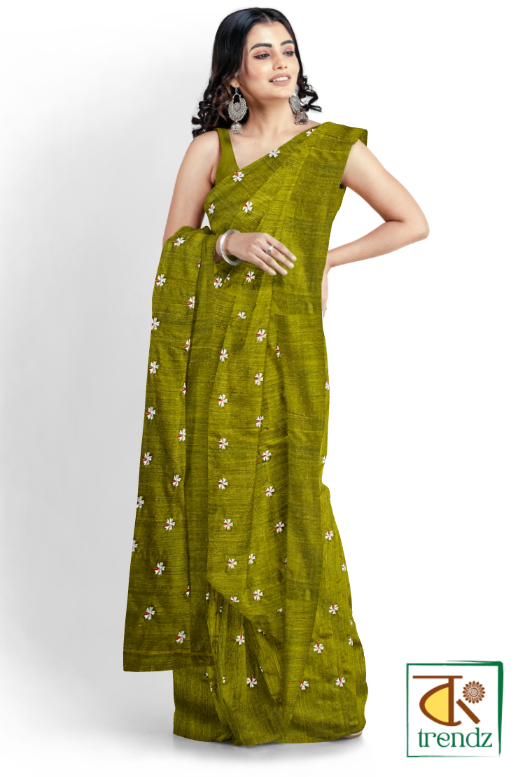Shiuli Embroidery Cotton Handloom Saree