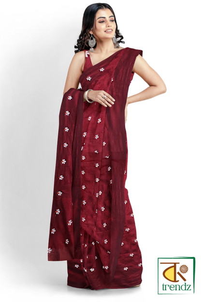 Shiuli Embroidery Cotton Handloom Saree