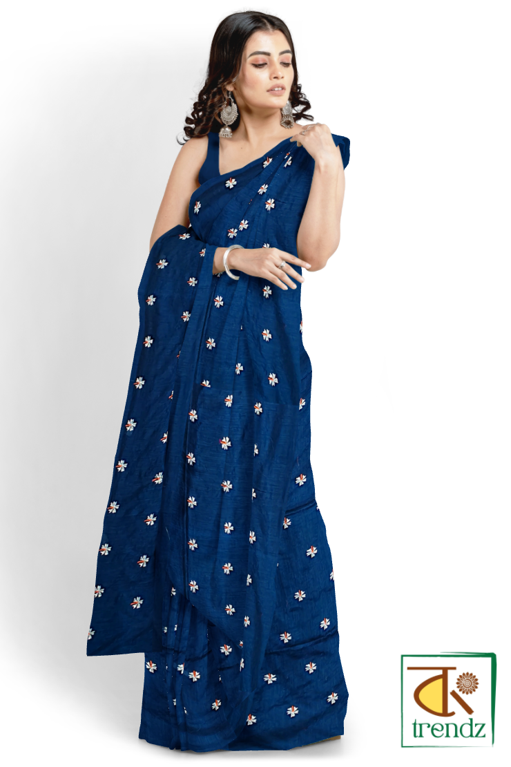 Shiuli Embroidery Cotton Handloom Saree