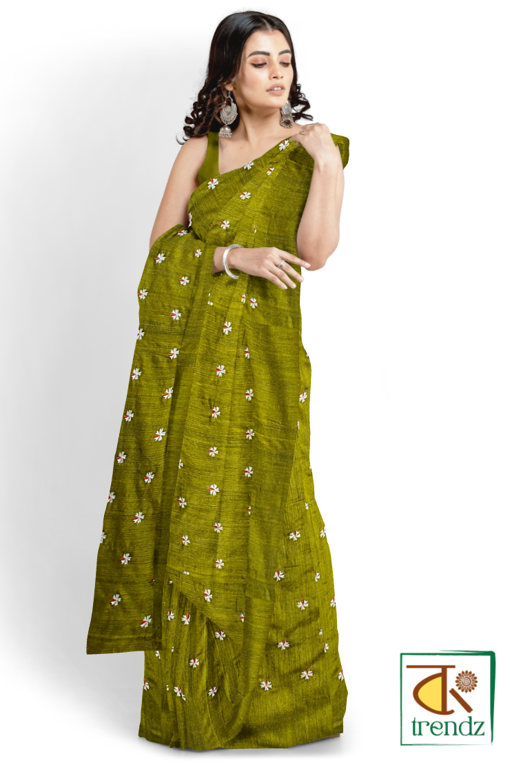 Shiuli Embroidery Cotton Handloom Saree