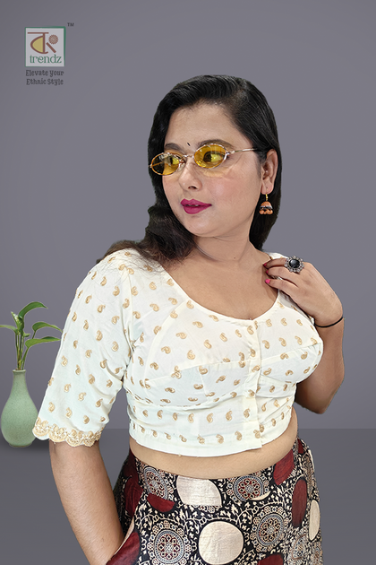 Sornali Cotton Designer Blouse – front view | Bong Trendz
