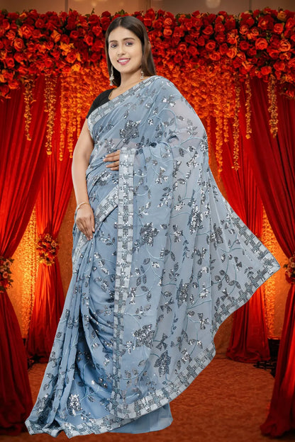Bollywood Georgette Sequence Saree – Party Wear View 11 | Bong Trendz