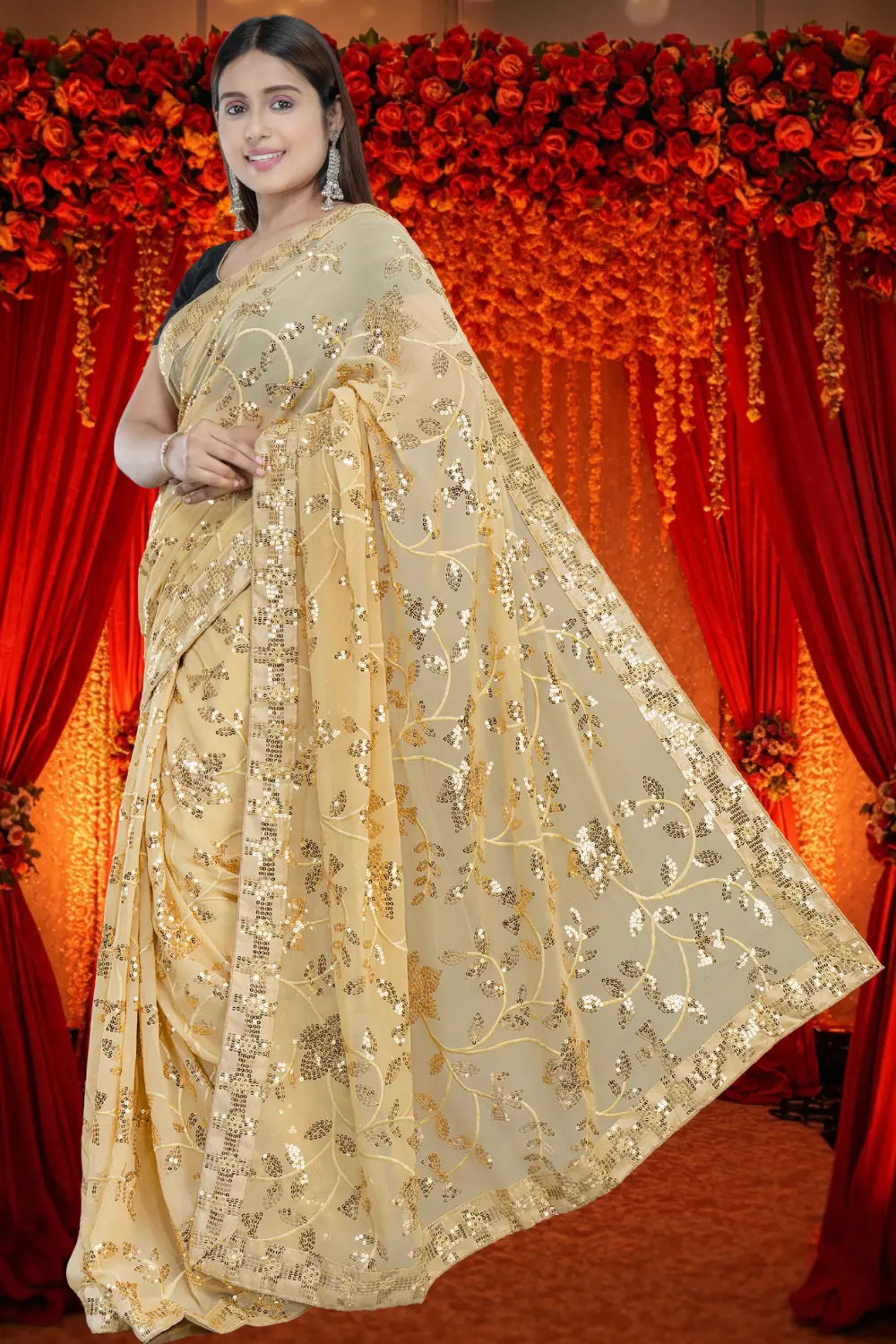 Bollywood Georgette Sequence Saree – Party Wear View 2 | Bong Trendz