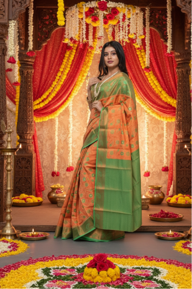 Tissue Fancy Brocade Saree for wedding reception