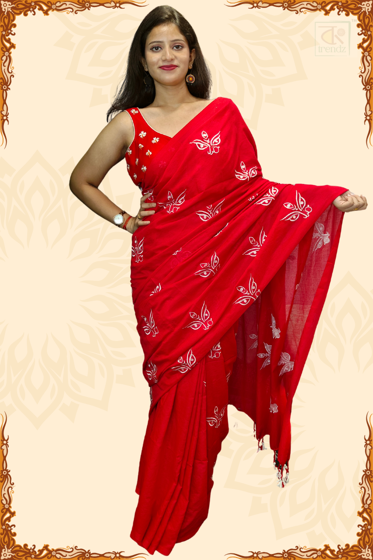 Trinayani Embroidered Saree Red