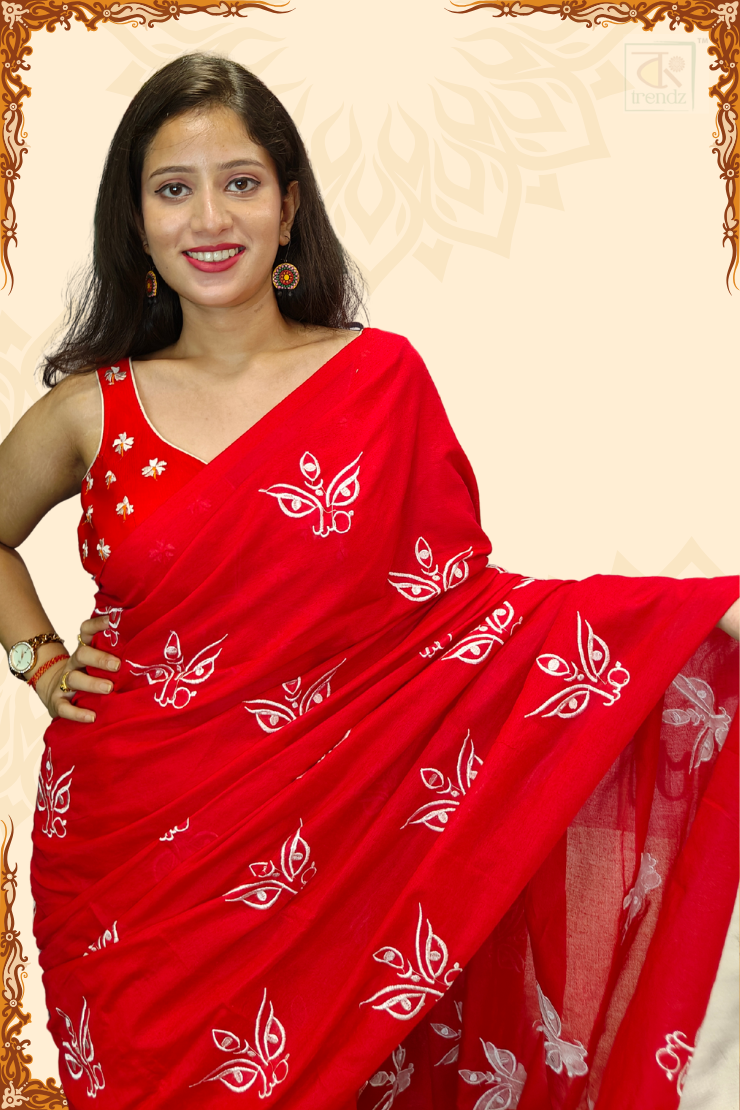 Trinayani Embroidered Saree Red
