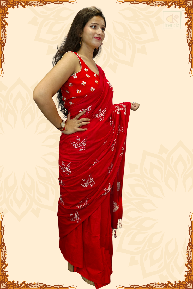 Trinayani Embroidered Saree Red