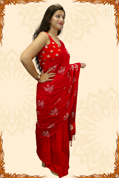 Trinayani Embroidered Saree Red