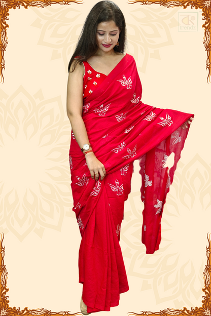 Trinayani Embroidered Saree Red