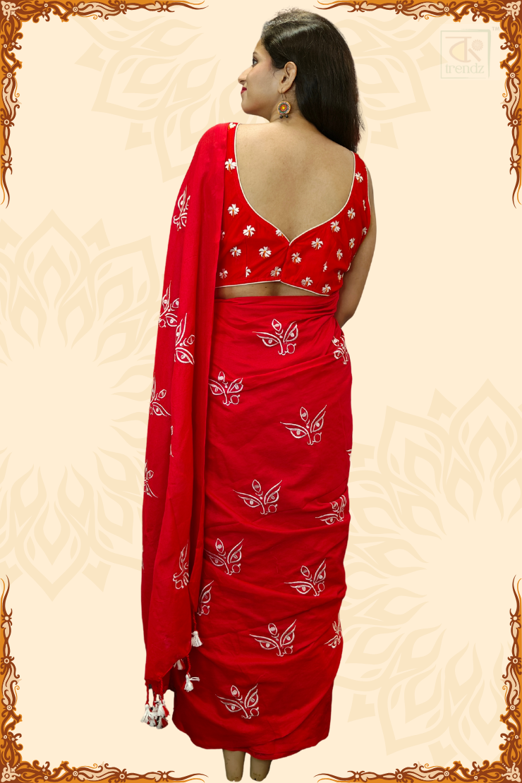 Trinayani Embroidered Saree Red