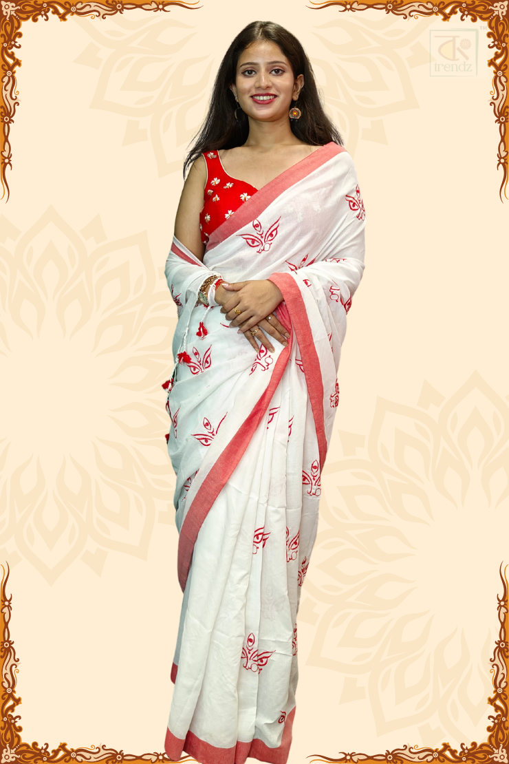 Trinayani Embroidered Saree White
