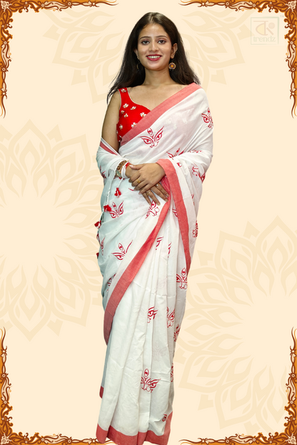 Trinayani Embroidered Saree White