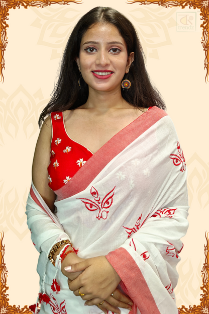 Trinayani Embroidered Saree White