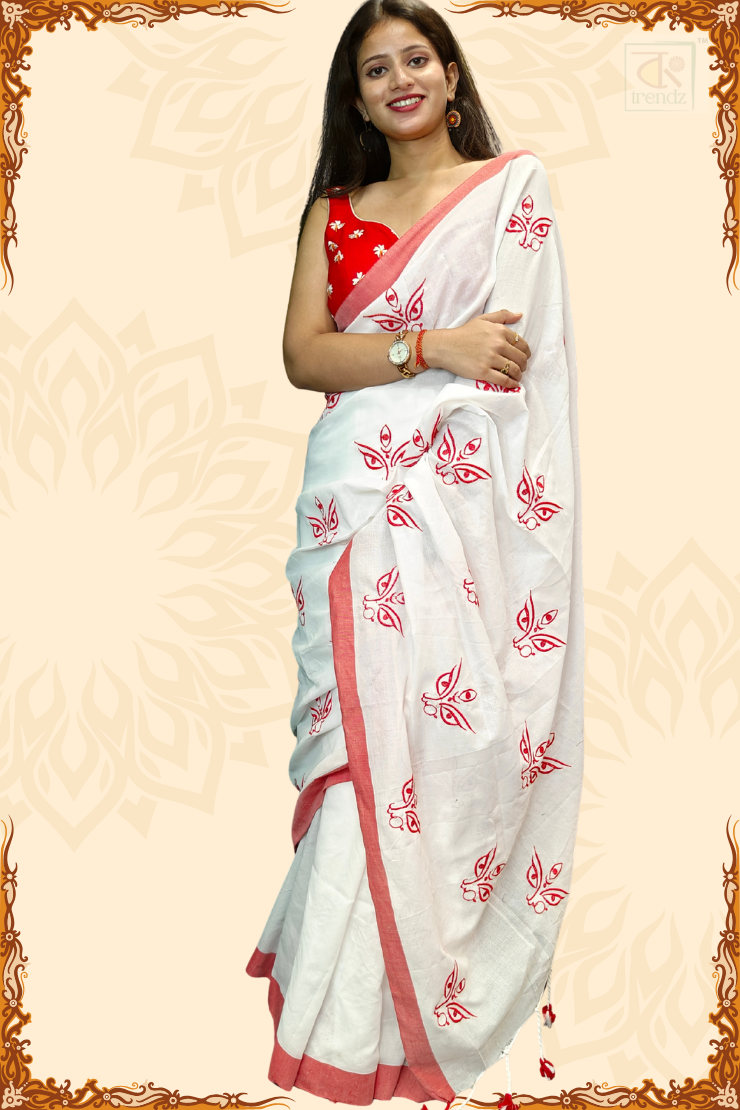 Trinayani Embroidered Saree White