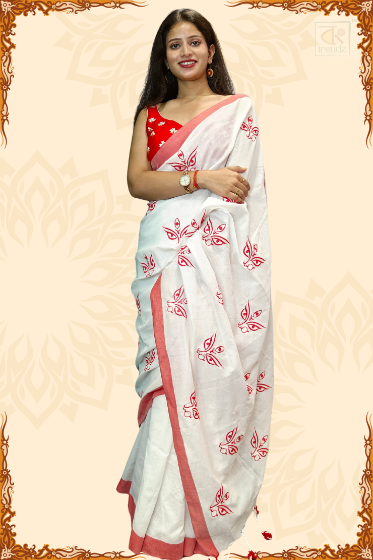Trinayani Embroidered Saree White