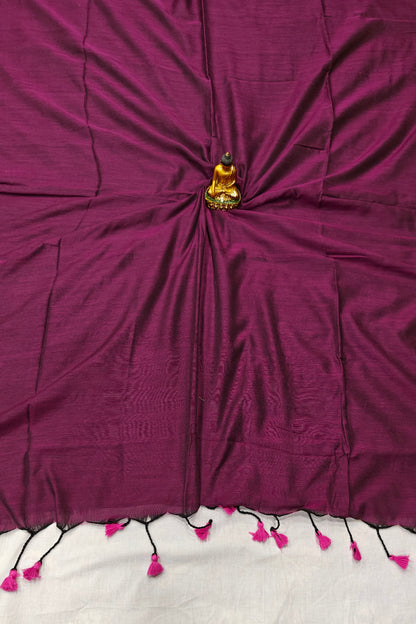 Plain Soft Cotton Handloom Saree