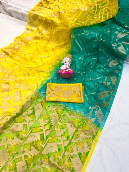 মসলিন অর্গানজা কারাত জামদানি শাড়ি