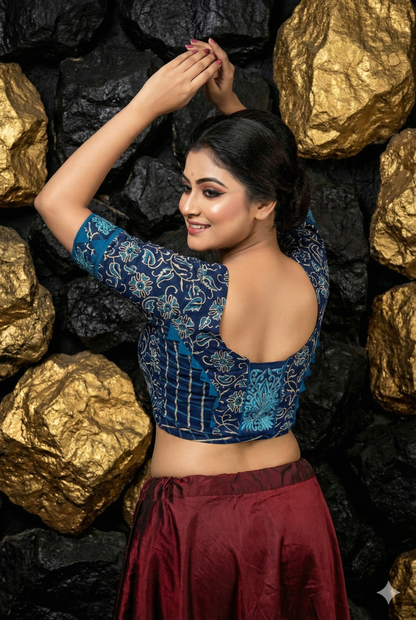 Baishakhi Special Red & White Cotton Designer Blouse - Image 1 | Bong Trendz