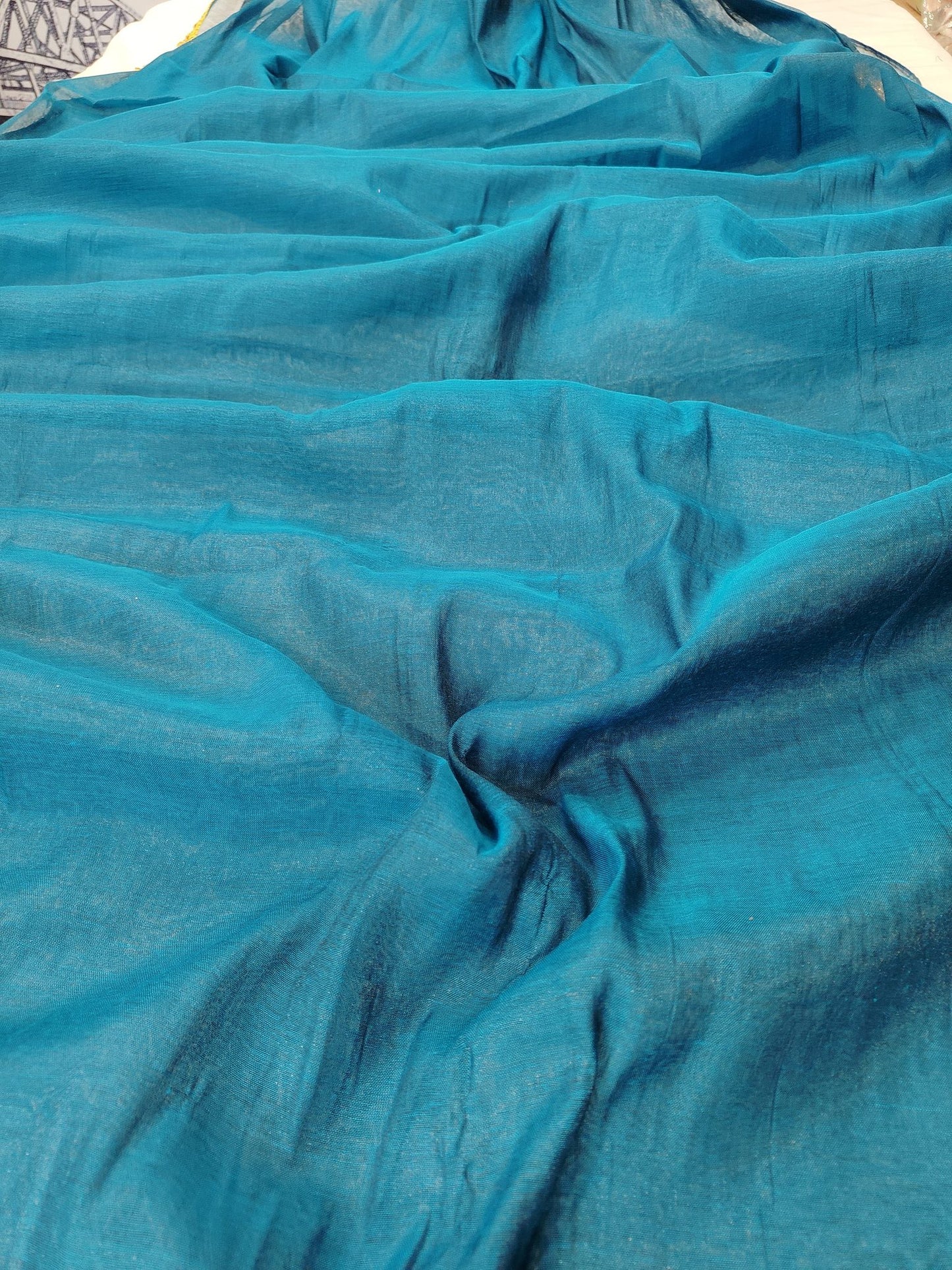 Exclusive New Trending Raga Tissue Less Border Saree (With Blouse Piece) in Blue fabric texture - Bong Trendz