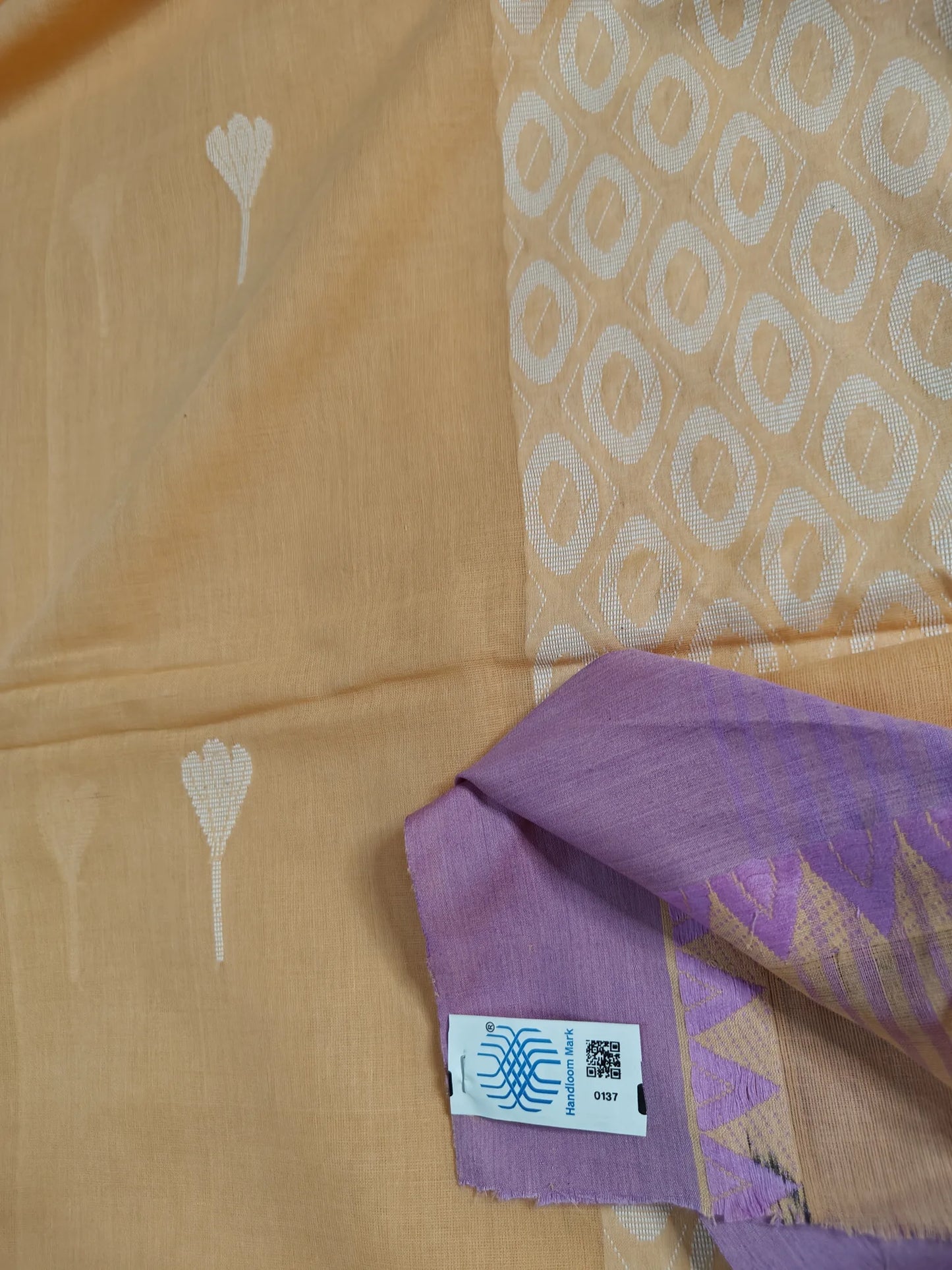 Pure Cotton Handloom Jamdani Saree – Santipur Fulia Weave with Authentic Handloom Mark