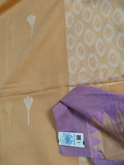 Pure Cotton Handloom Jamdani Saree – Santipur Fulia Weave with Authentic Handloom Mark
