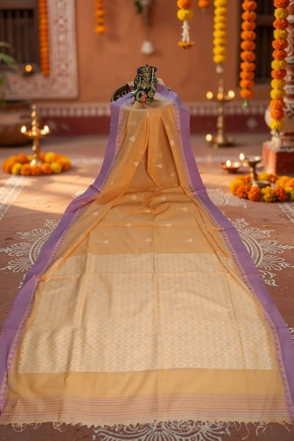 Pure Cotton Handloom Jamdani Saree – Santipur Fulia Weave with Authentic Handloom Mark