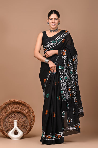 Mulmul Cotton Bangru Print Saree