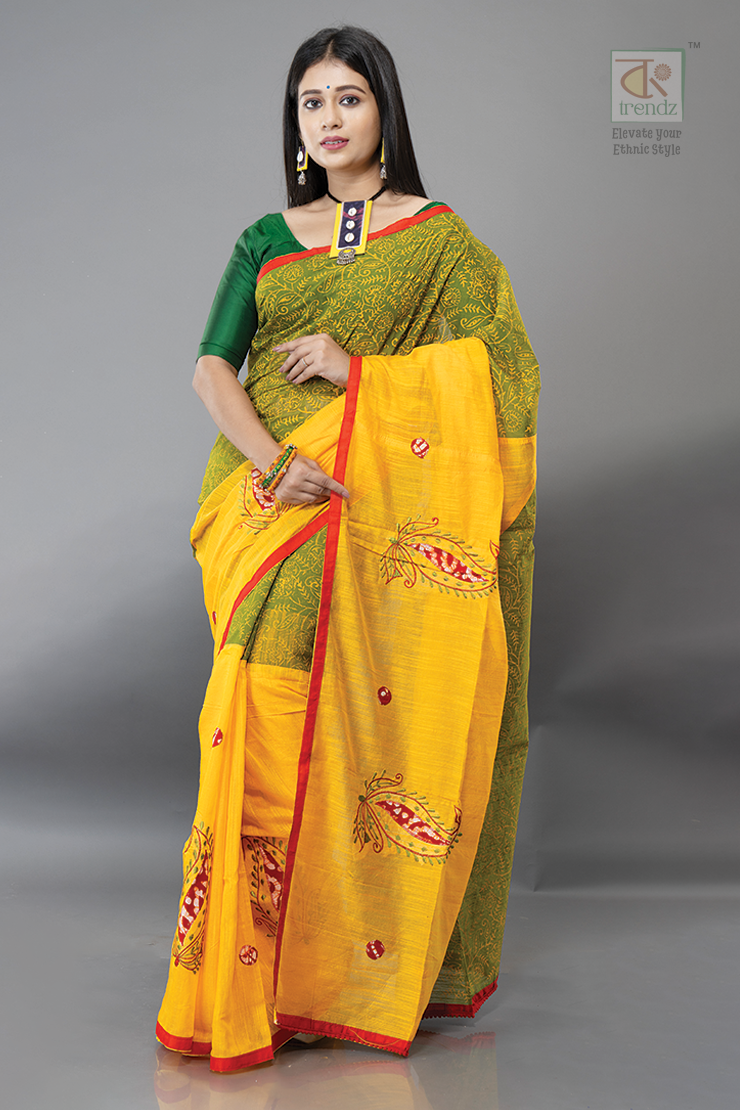 Cotton Handloom Boutique Style Saree – Style 3 | Bengali Handloom Saree | Bong Trendz