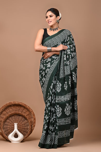 Mulmul Cotton Bangru Print Saree