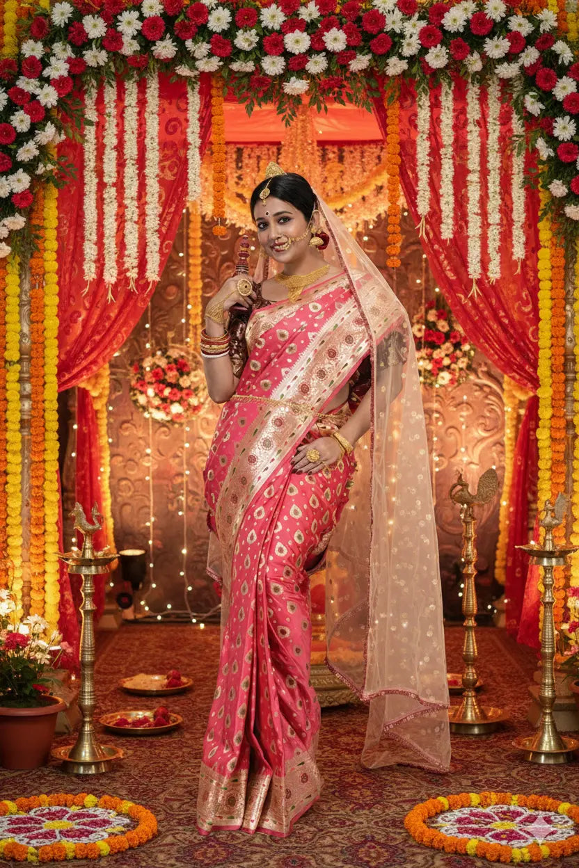 Designer Exclusive Handloom Banarasi Silk Saree - Image 1 | Bong Trendz