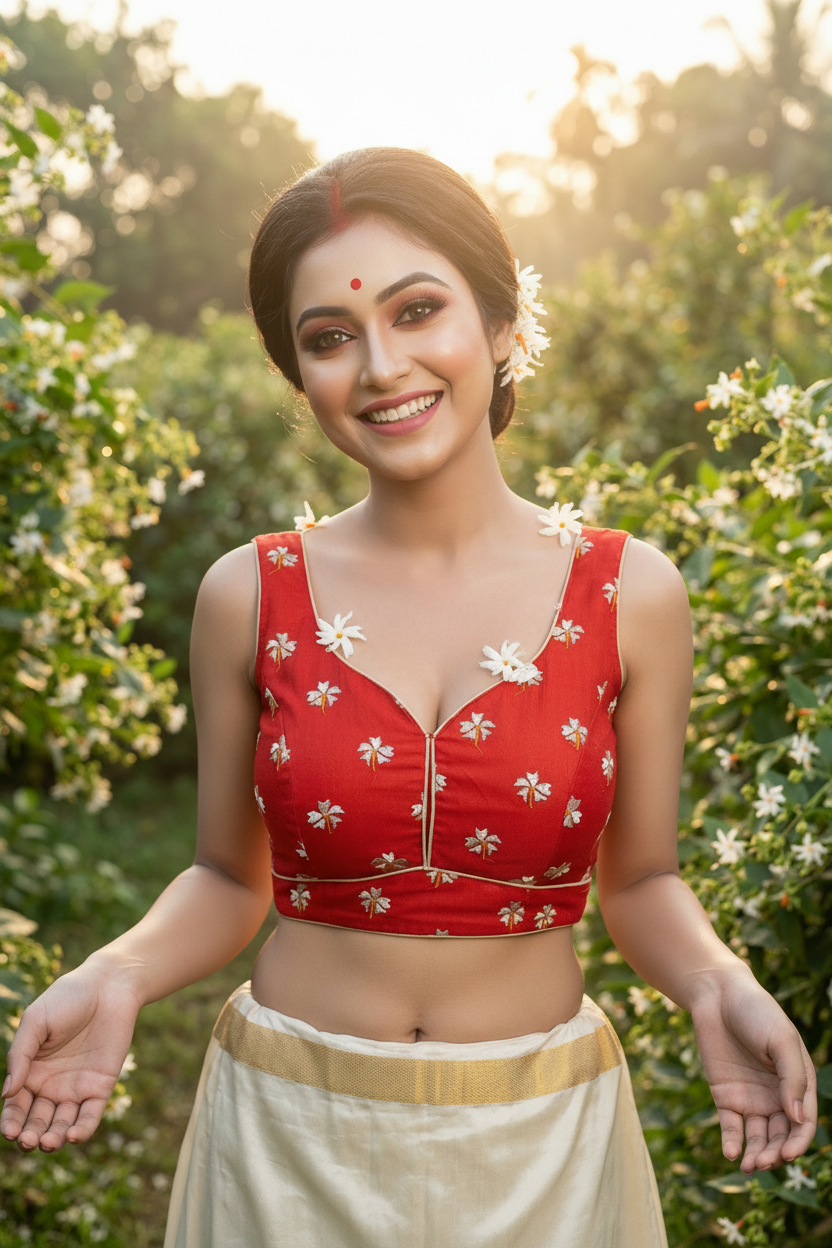 Designer Sleeveless Cotton Shuili Embroidered Blouse - Image 1 | Bong Trendz