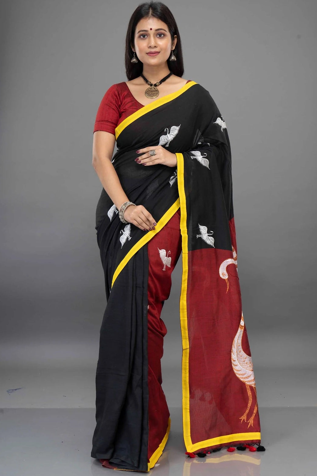 Dual Color Hansa Boutique Saree – View 7 | Bong Trendz