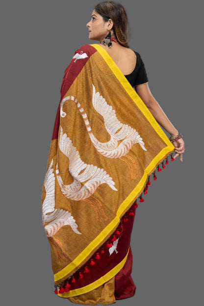 Dual Color Hansa Boutique Saree – View 3 | Bong Trendz