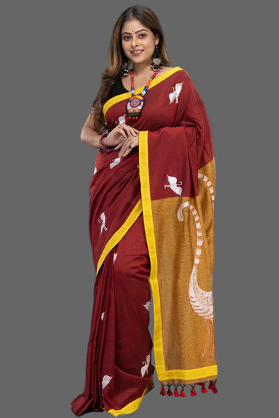 Dual Color Hansa Boutique Cotton Saree | Bong Trendz