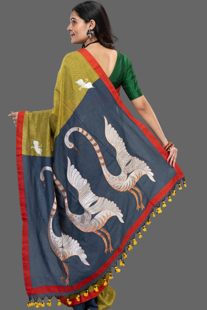 Dual Color Hansa Boutique Saree – View 6 | Bong Trendz