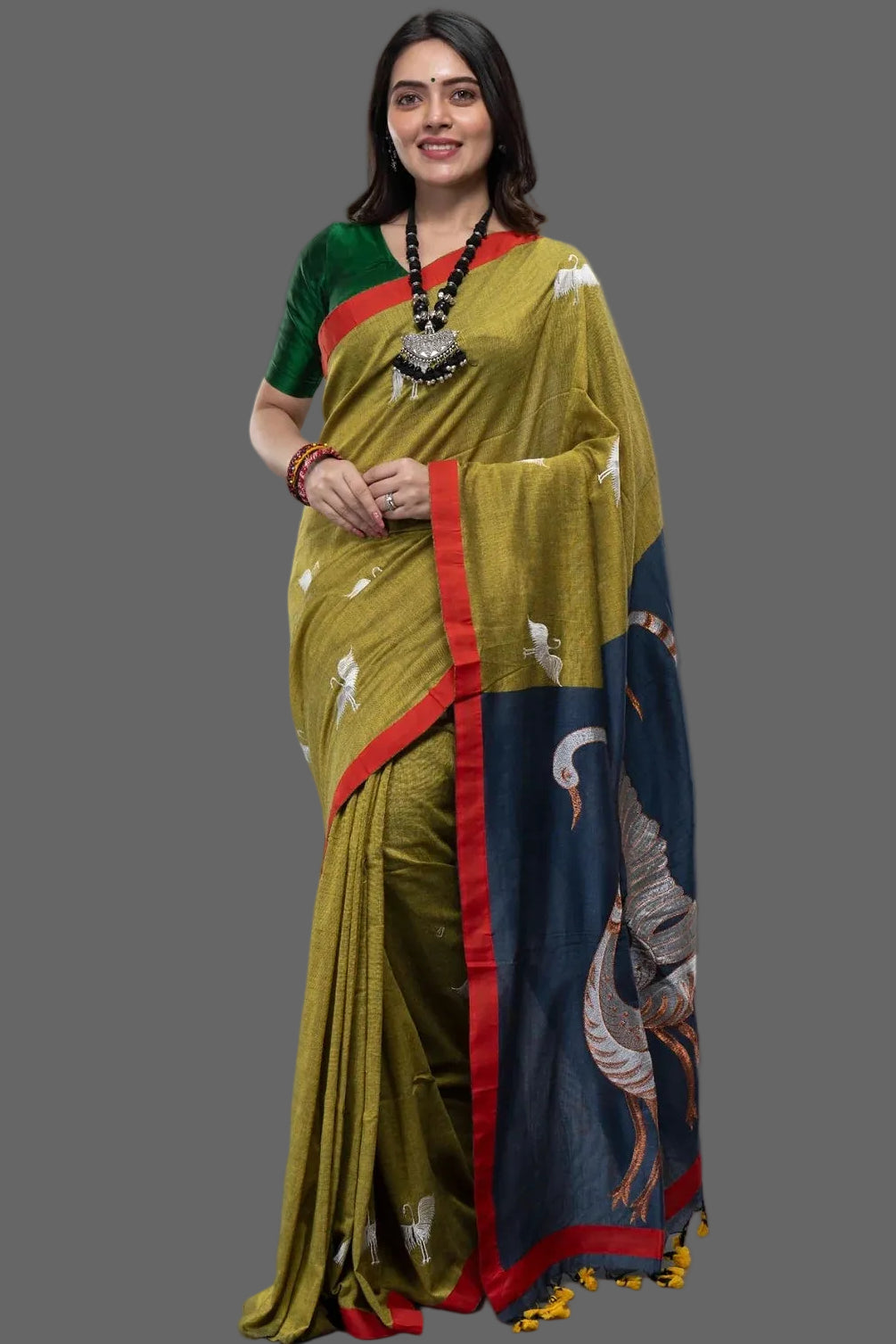 Dual Color Hansa Boutique Saree – View 4 | Bong Trendz
