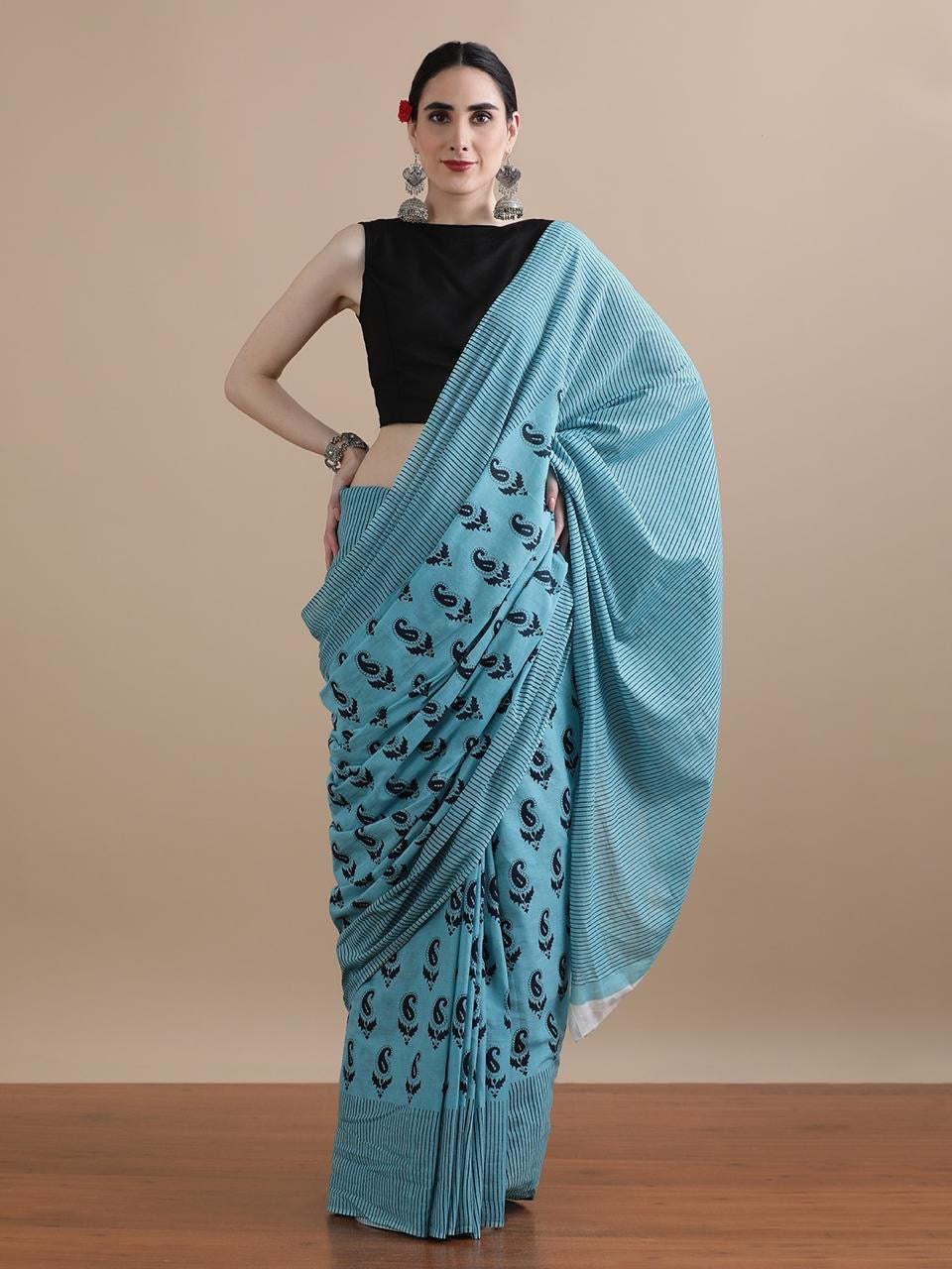 Mulmul Cotton Bangru Print Saree