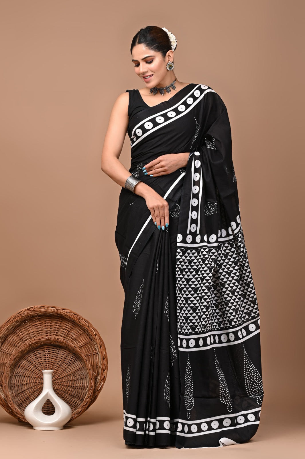 Mulmul Cotton Bangru Print Saree